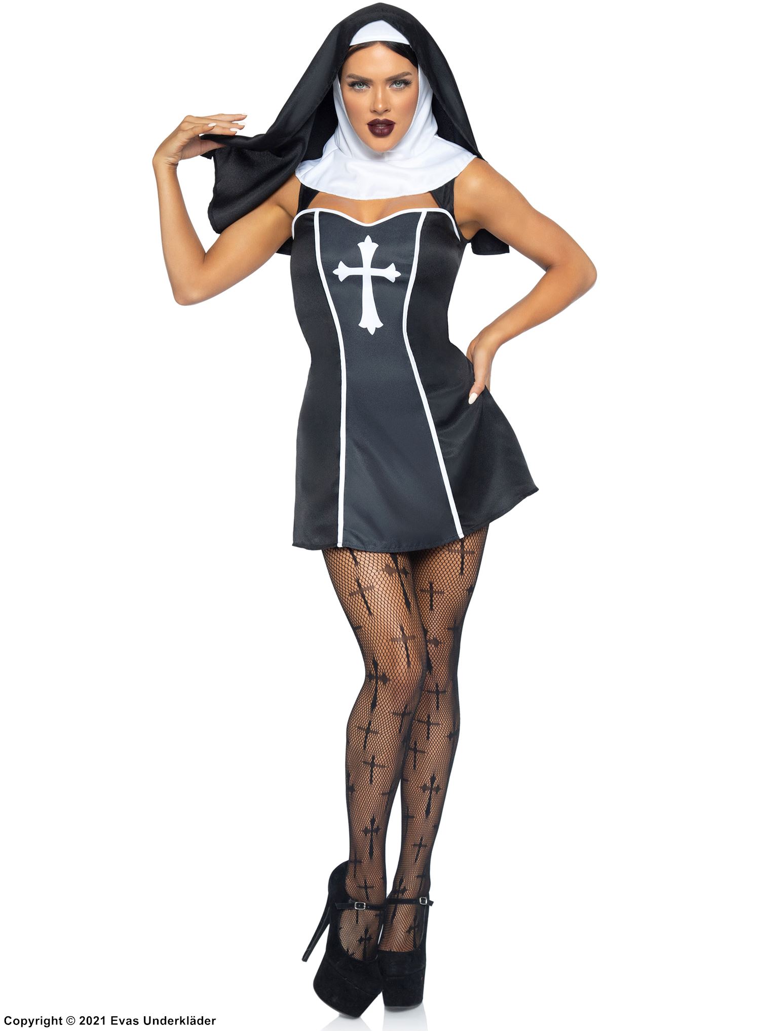Nonne, Kostüm-Kleid, christliches Kreuz